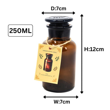 2Pcs 250ml Amber Glass Apothecary Bottle