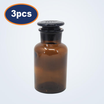 3Pcs 250ml Amber Glass Apothecary Bottle