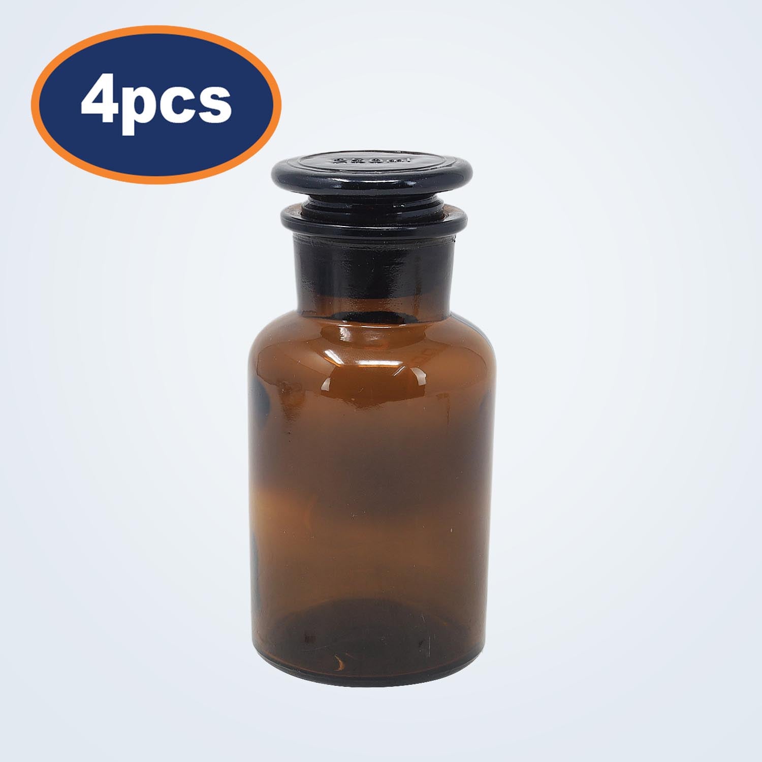 4Pcs 250ml Amber Glass Apothecary Bottle