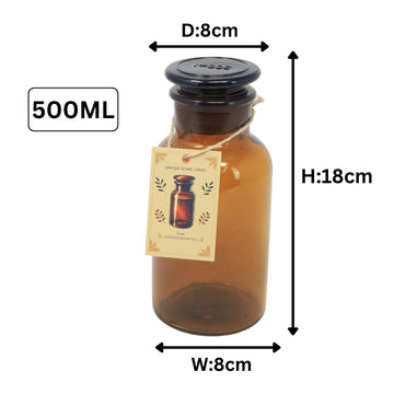 6Pcs 500ml Amber Glass Apothecary Bottle