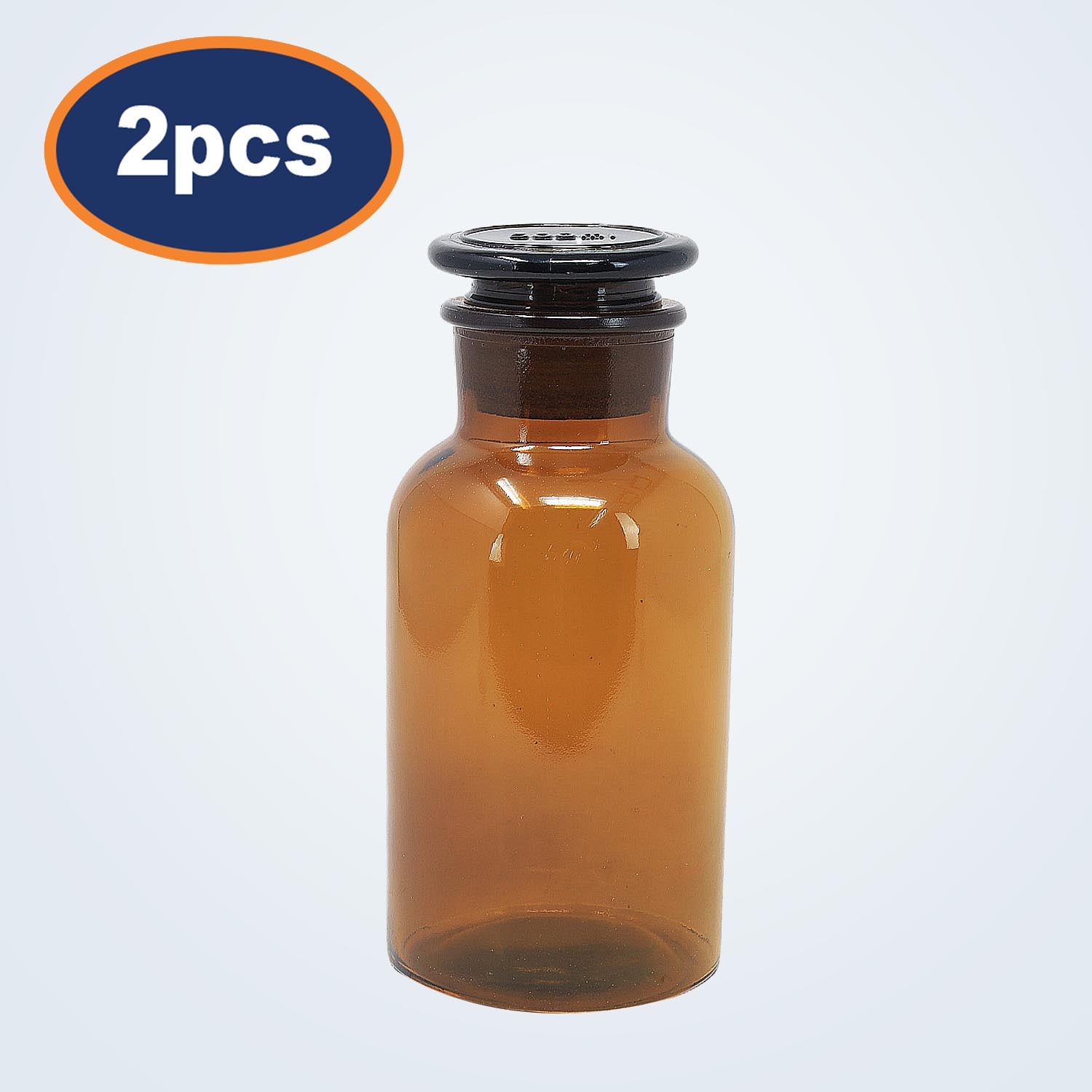 2Pcs 500ml Amber Glass Apothecary Bottle