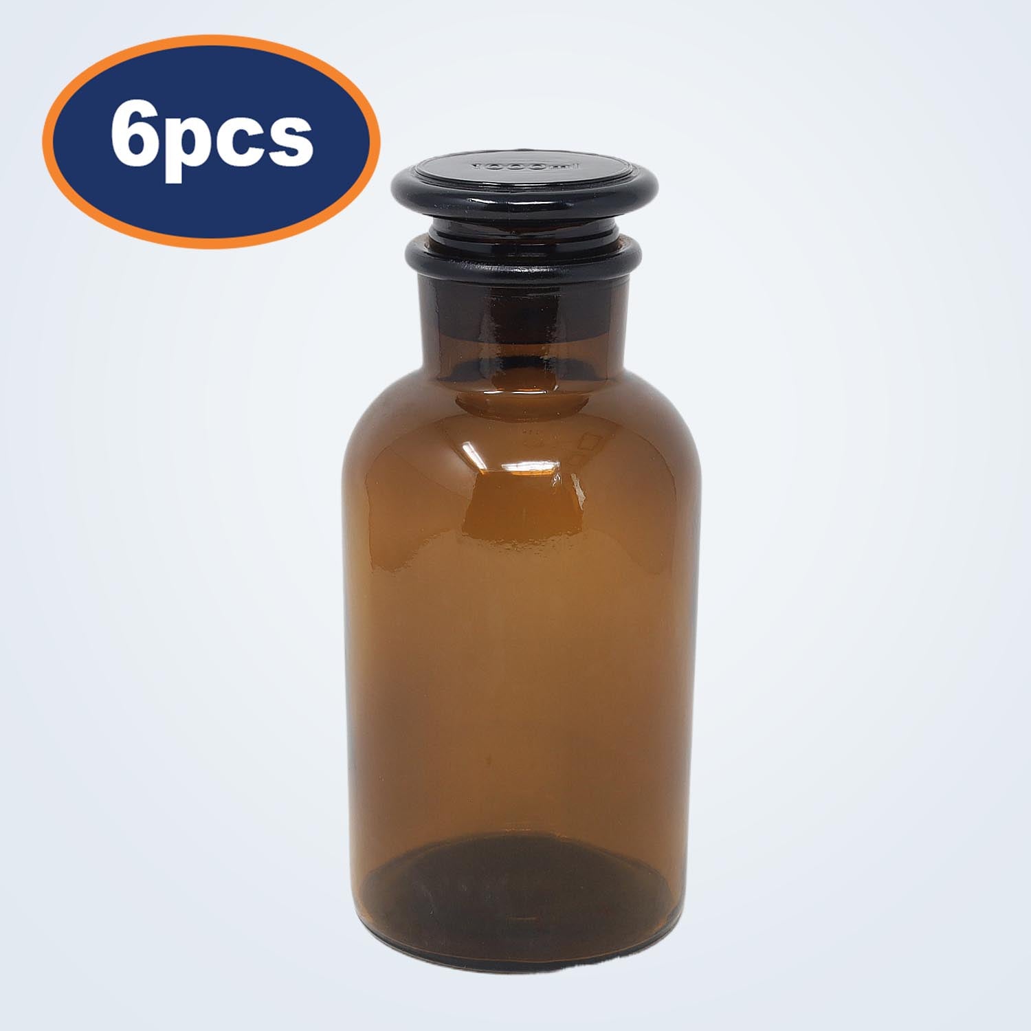 6Pcs 1000ml Amber Glass Apothecary Bottle