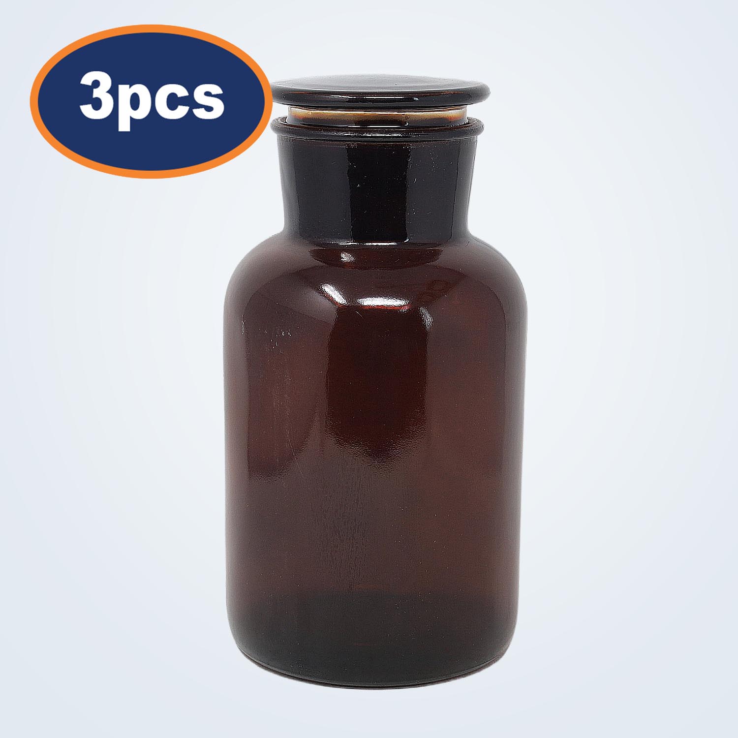 3Pcs 2500ml Amber Glass Apothecary Bottle