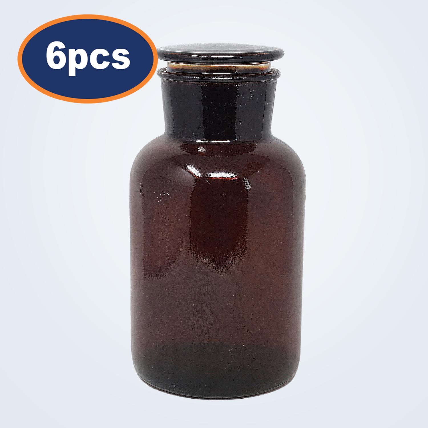 6Pcs 2500ml Amber Glass Apothecary Bottle