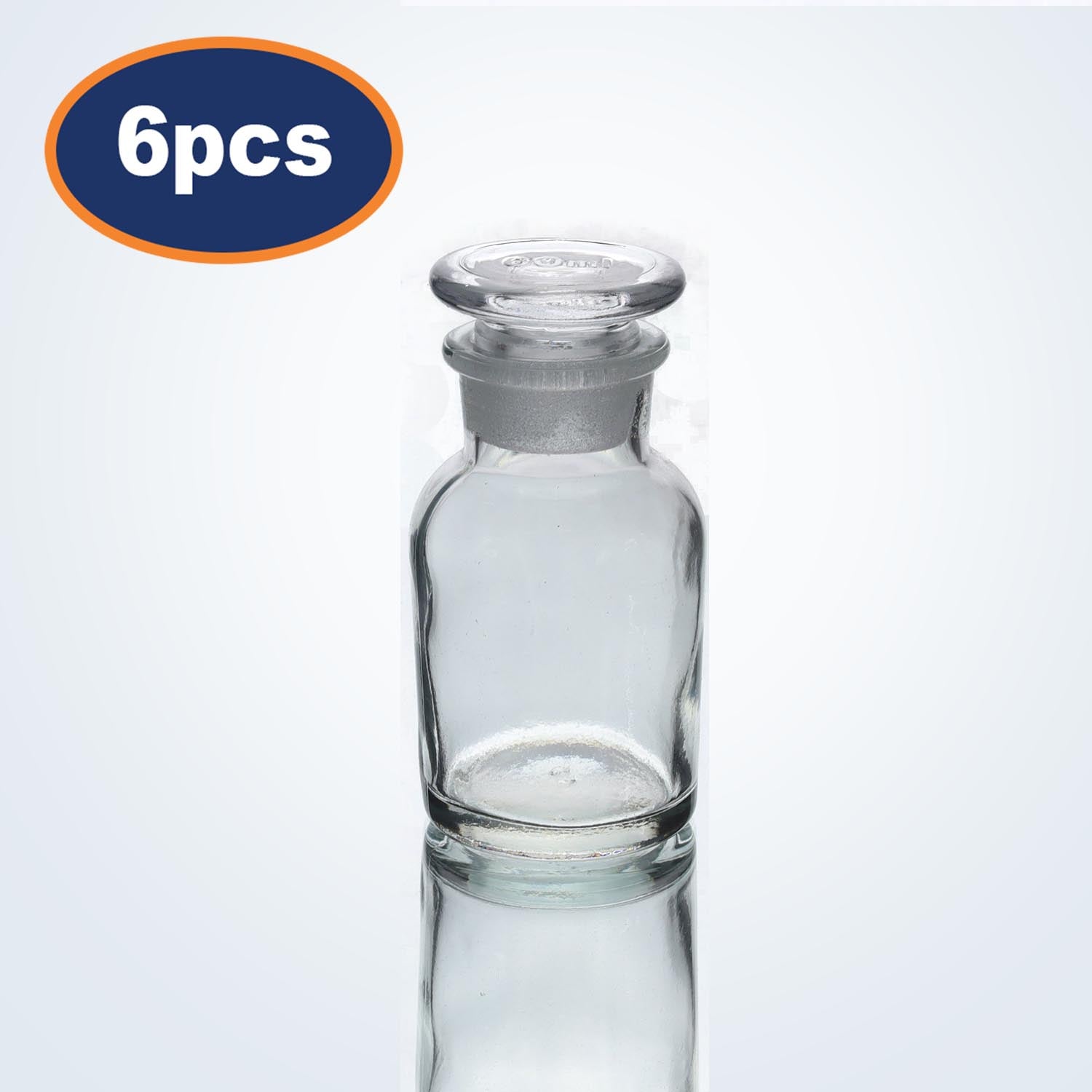 6Pcs 60ml Clear Glass Apothecary Bottle