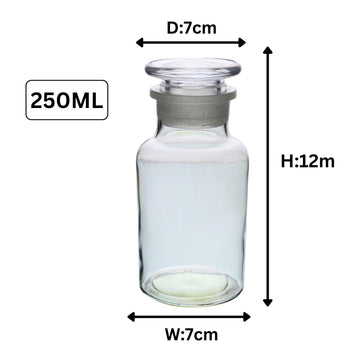 6Pcs 250ml Clear Glass Apothecary Bottle