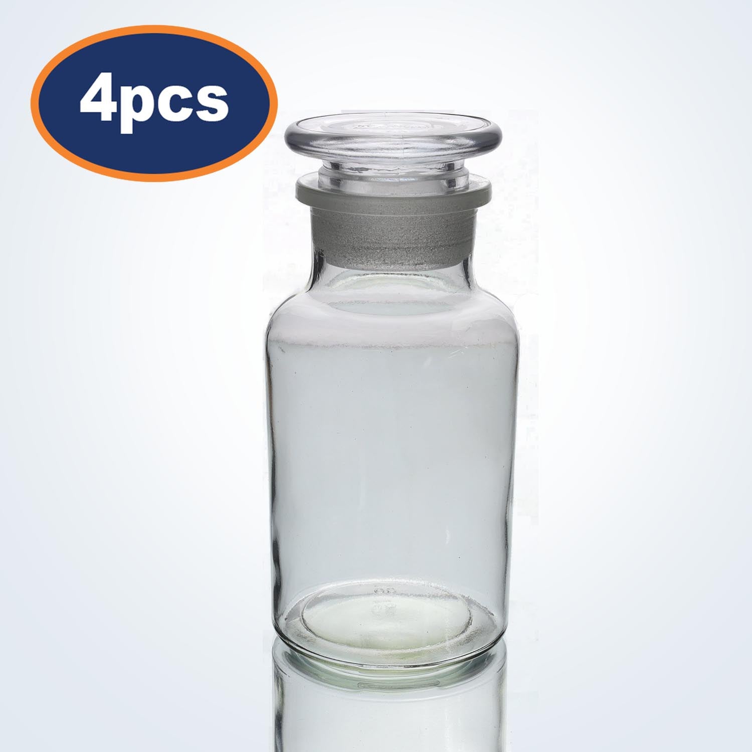 4Pcs 250ml Clear Glass Apothecary Bottle