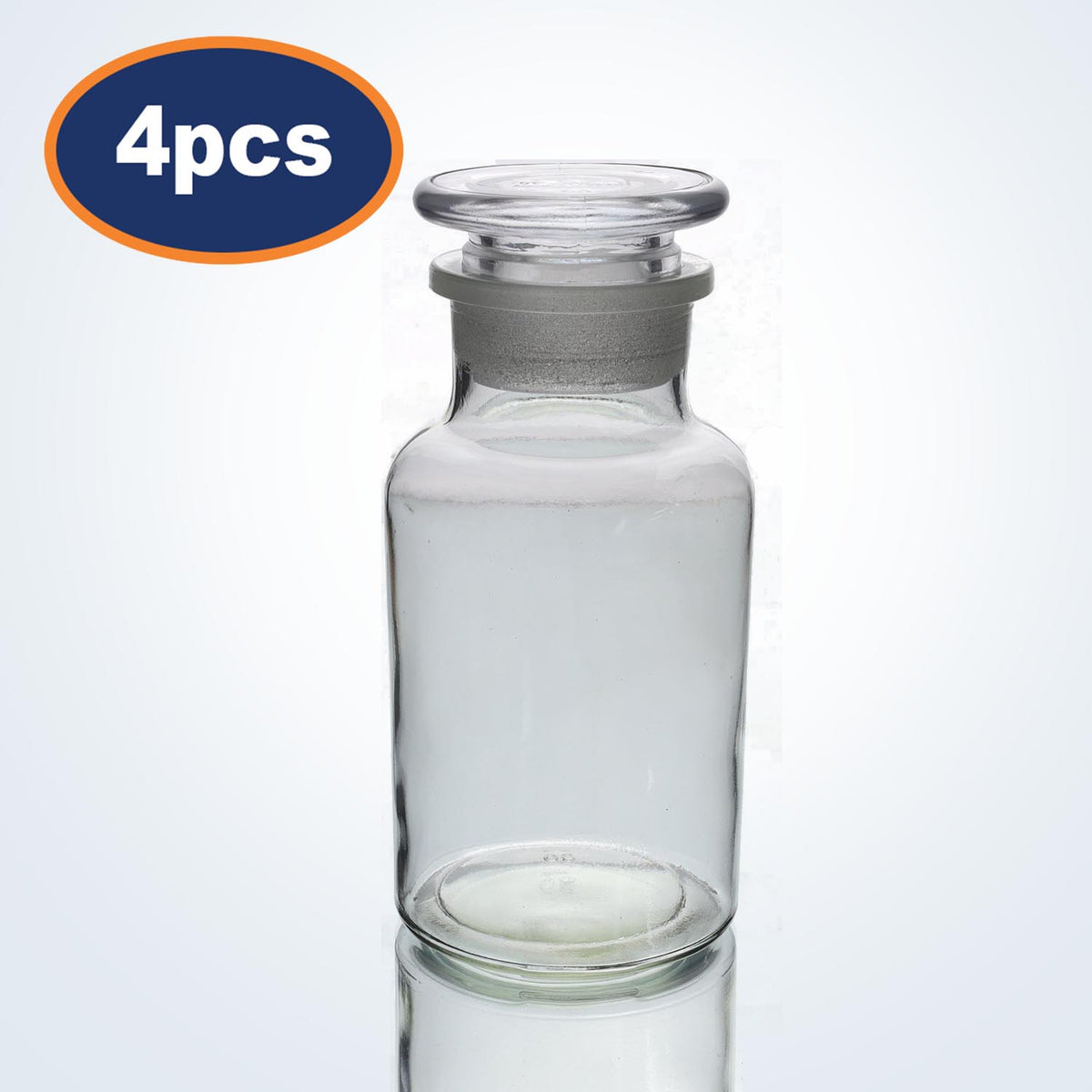 4Pcs 250ml Clear Glass Apothecary Bottle