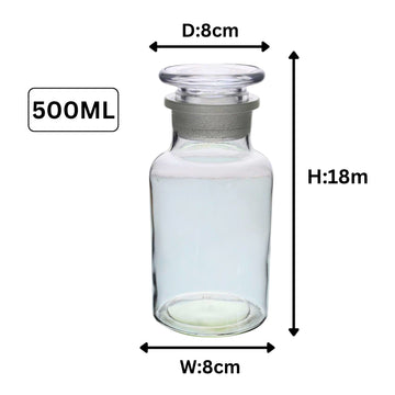 3Pcs 500ml Clear Glass Apothecary Bottle