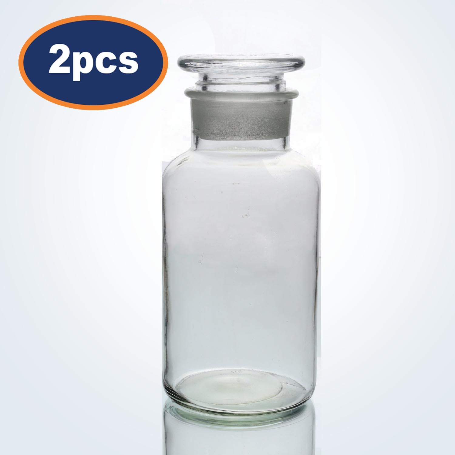 2Pcs 500ml Clear Glass Apothecary Bottle