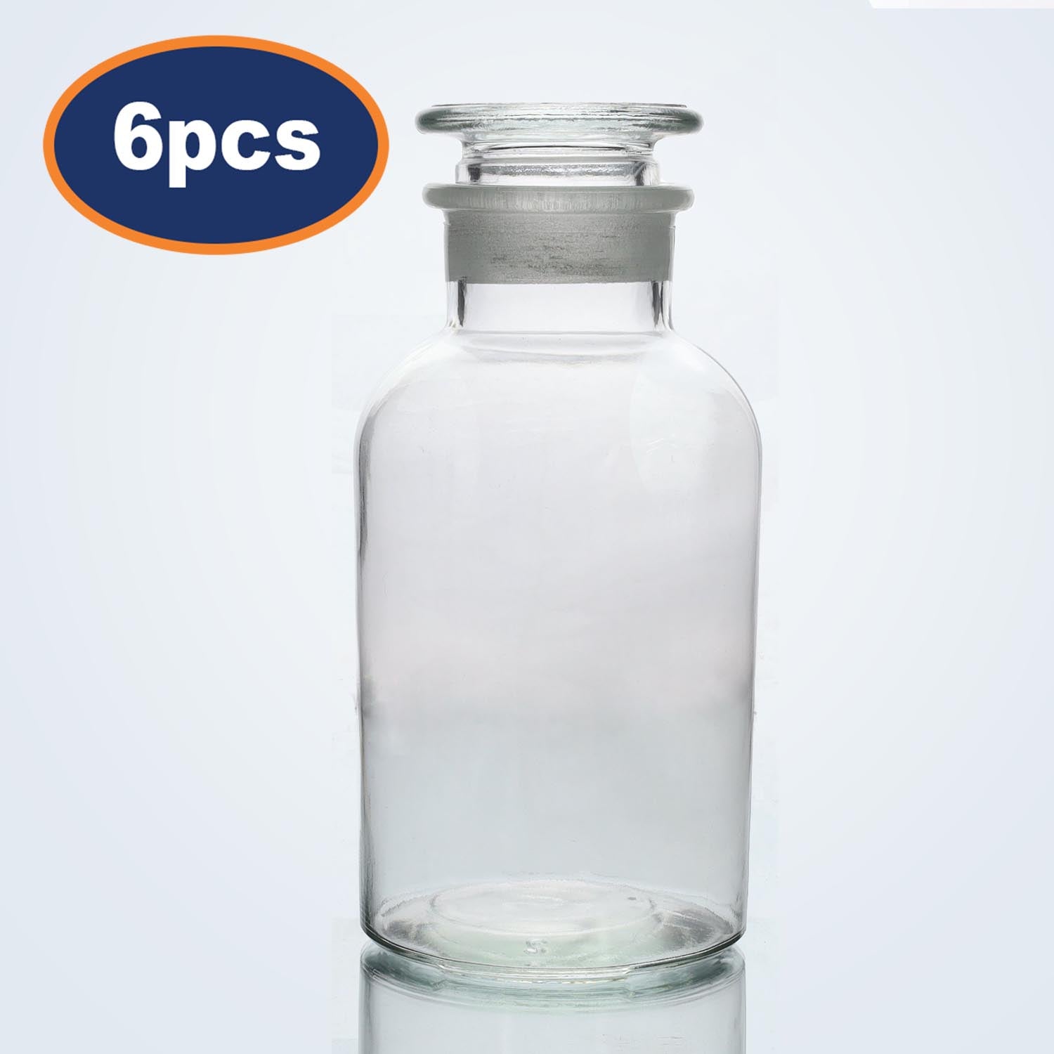 6Pcs 1000ml Clear Glass Apothecary Bottle