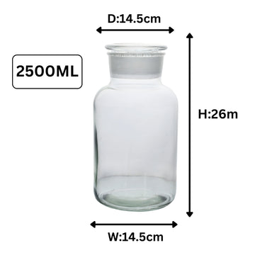 6Pcs 2500ml Clear Glass Apothecary Bottle