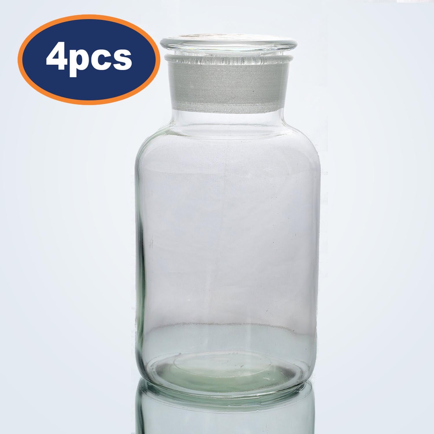 4Pcs 2500ml Clear Glass Apothecary Bottle