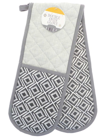 Global Geo Double Oven Gloves - Grey
