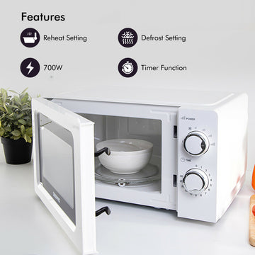 White 20L Solo Freestanding Microwave 5 Power Levels