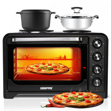 35L Mini 1600W Oven & Grill with Double Hotplate