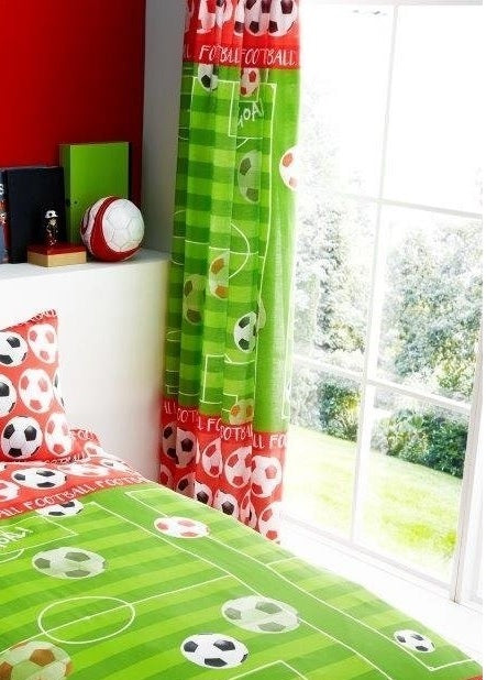 Football Goal Ready-made Curtains Set 66" x 72" - Red