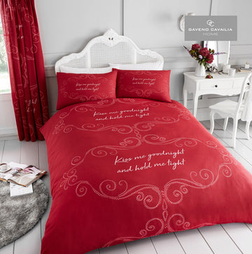 Good Night Kiss Duvet Cover Set, Double, Red