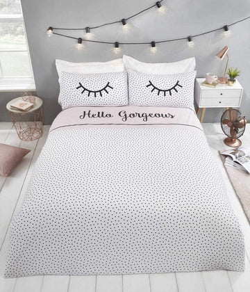 Hello Gorgeous Duvet Cover Set Double Blush Pink