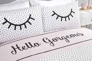Hello Gorgeous Duvet Cover Set Double Blush Pink