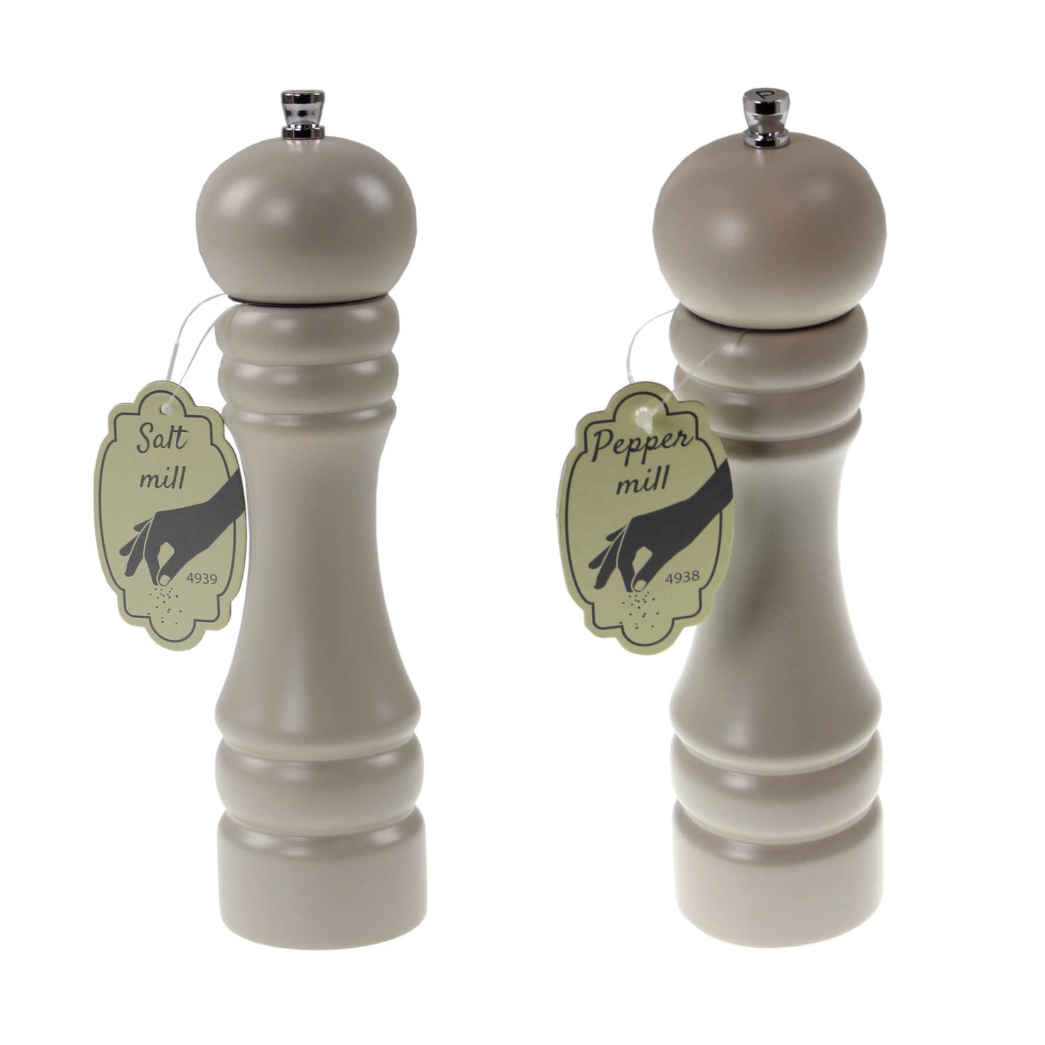 Set Of 2 Wooden Grey Salt Pepper Mill Set