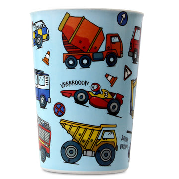 4-pc Blue Dinnerware Set for Kids - Vehicles