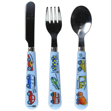 4-pc Blue Serving Set for Kids - Vehicles