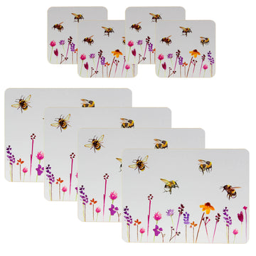 8-pc Bees & Flowers Coasters And Placemats Set - Floral