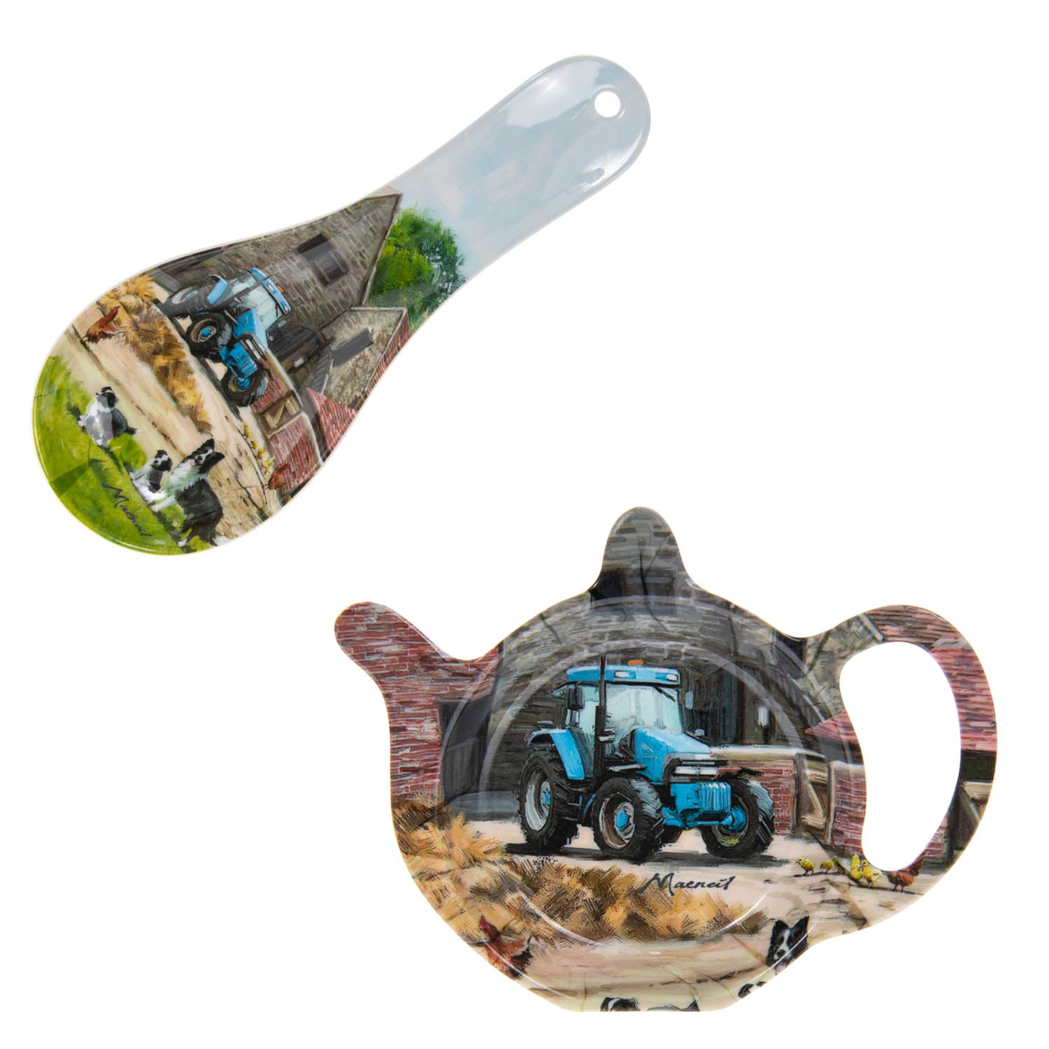 2-pc Farmyard Country Tea Bag Tidy & Spoon Rest Set