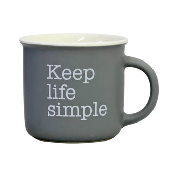 2pcs 350ml Matte Grey Keep Life Simple Text Mugs