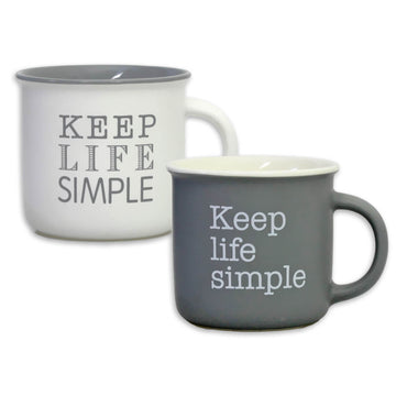 2pcs 350ml Matte Grey White Keep Life Simple Porcelain Mugs