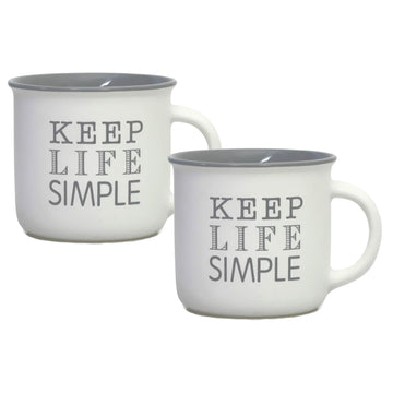 2pcs 350ml Matte White Keep Life Simple Mugs