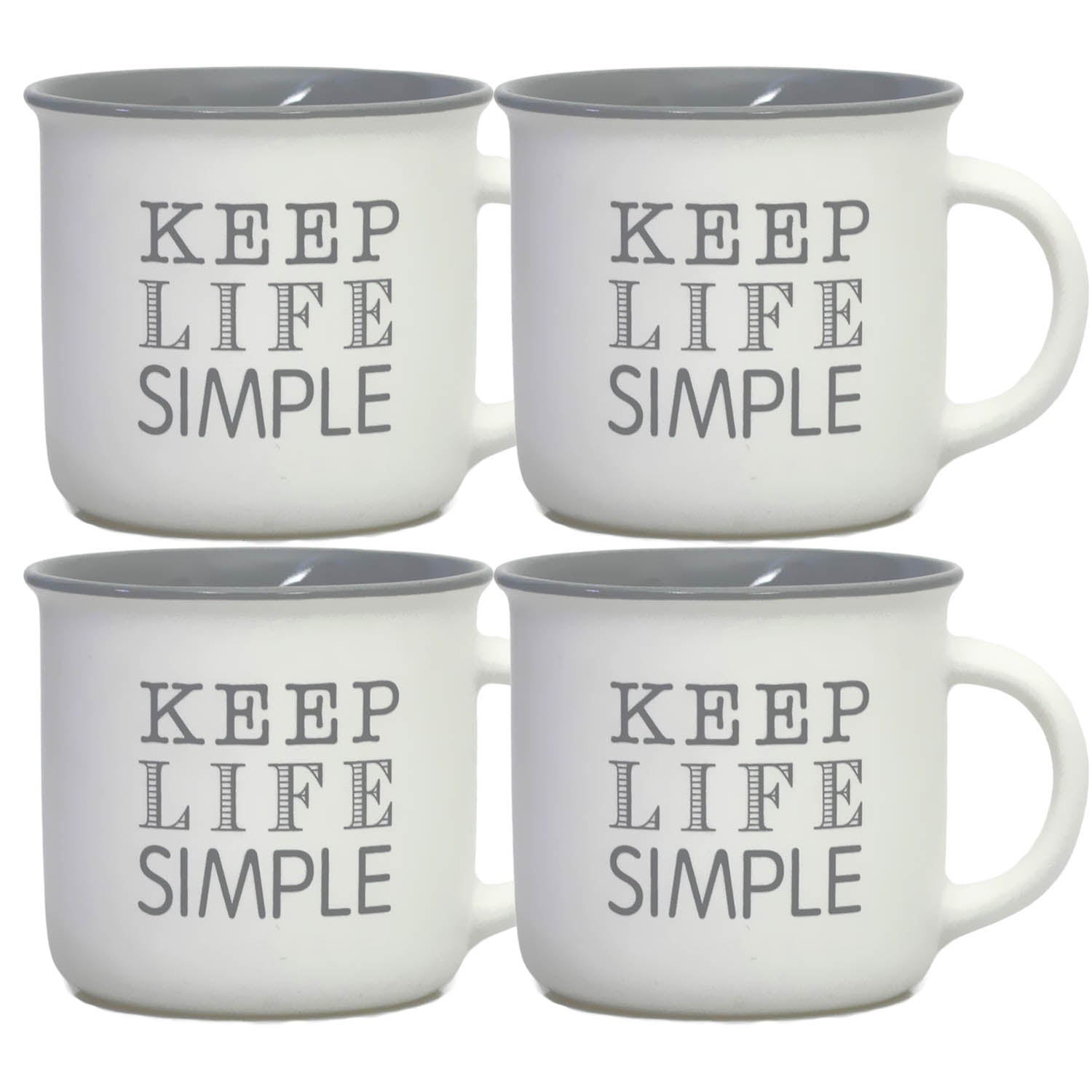 4pcs 350ml Matte White Keep Life Simple Mugs