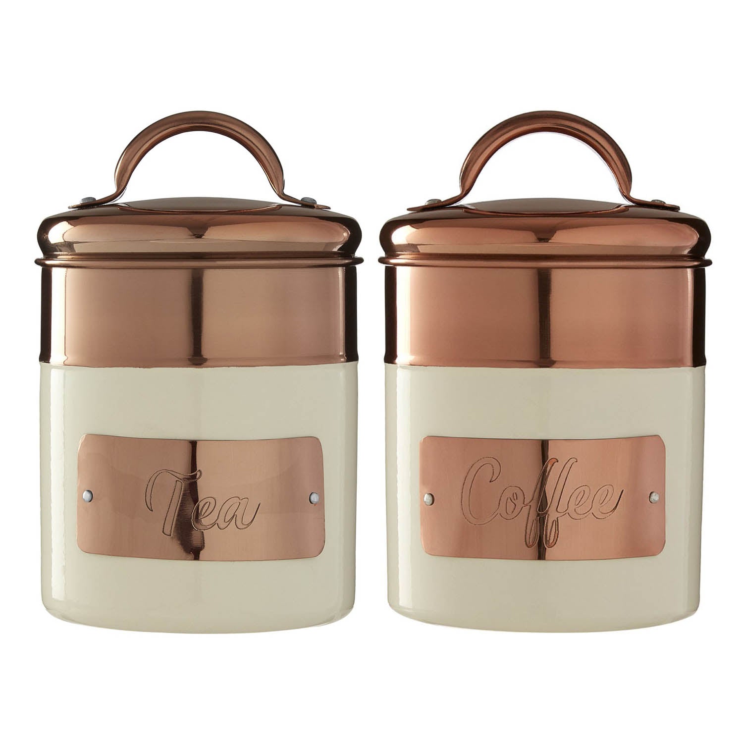 Set Of 2 Copper Cream Canister