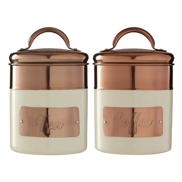 Set Of 2 Copper Cream Canister