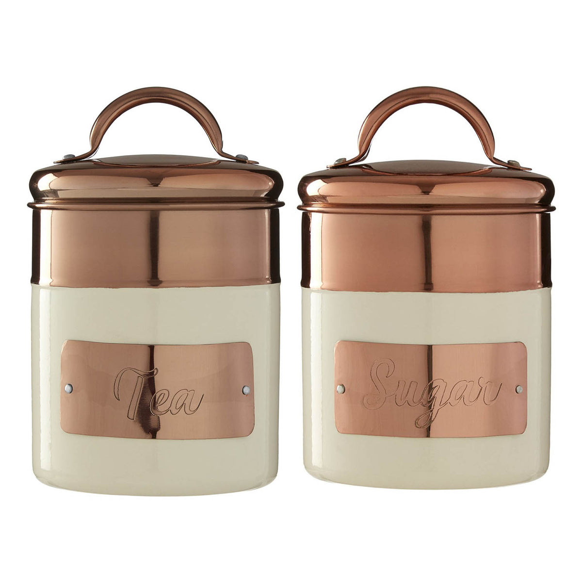 Set Of 2 Copper Cream Canister