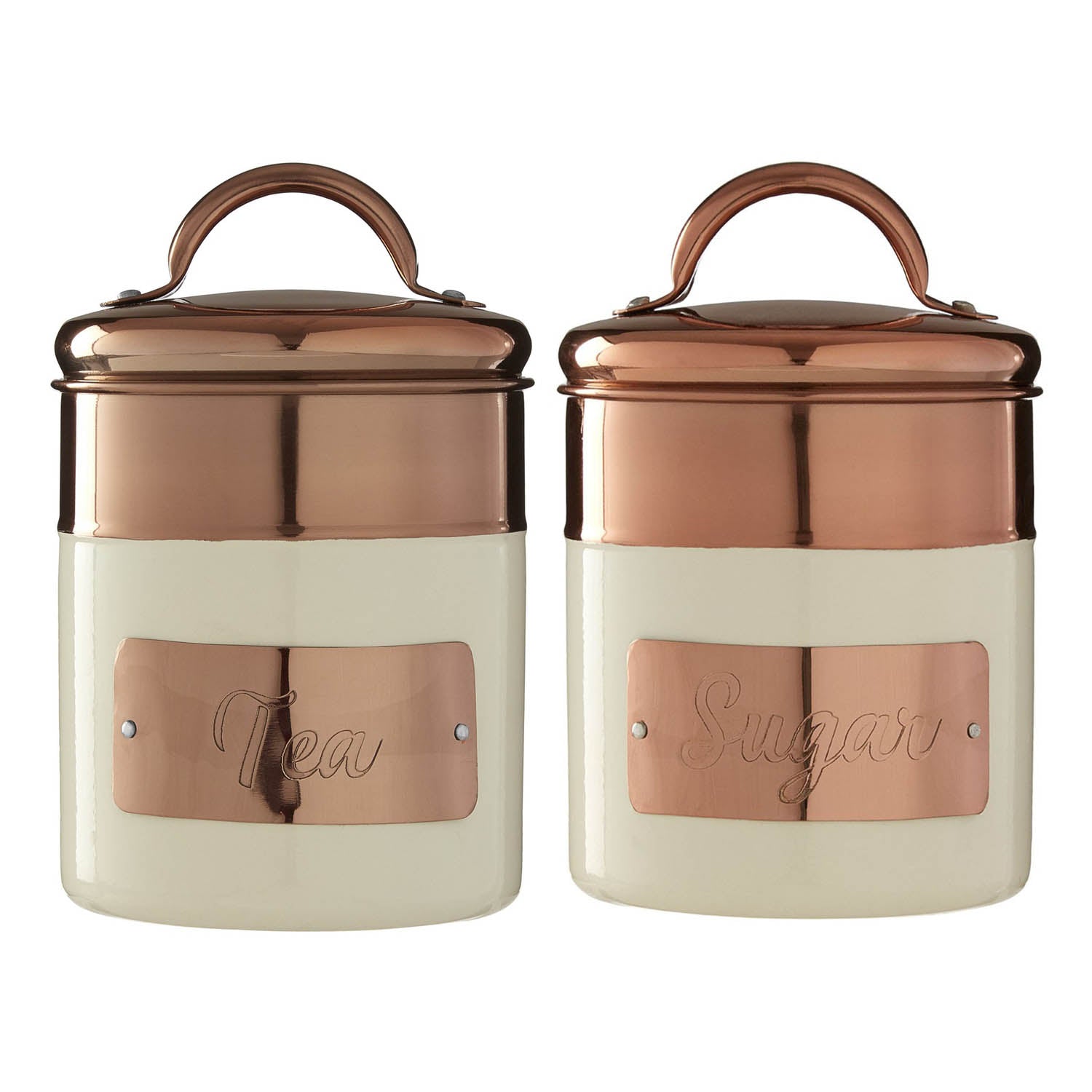 Set Of 2 Copper Cream Canister
