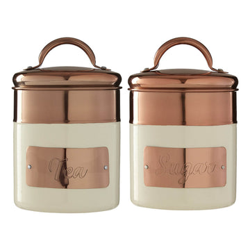 Set Of 2 Copper Cream Canister