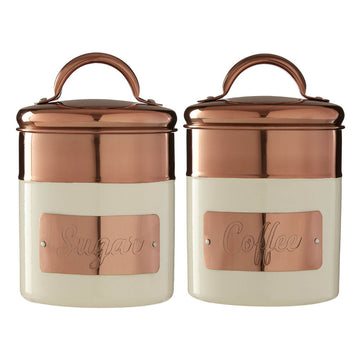 Set Of 2 Copper Cream Canister