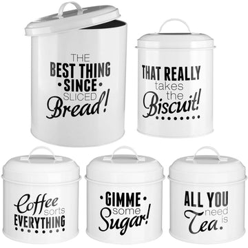 5pcs Metal Tea Coffee Sugar Bread Canister