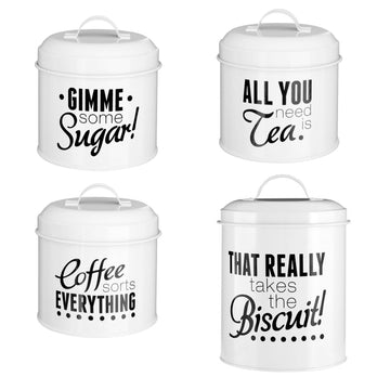4pcs Metal Tea Coffee Sugar Biscuits Canister
