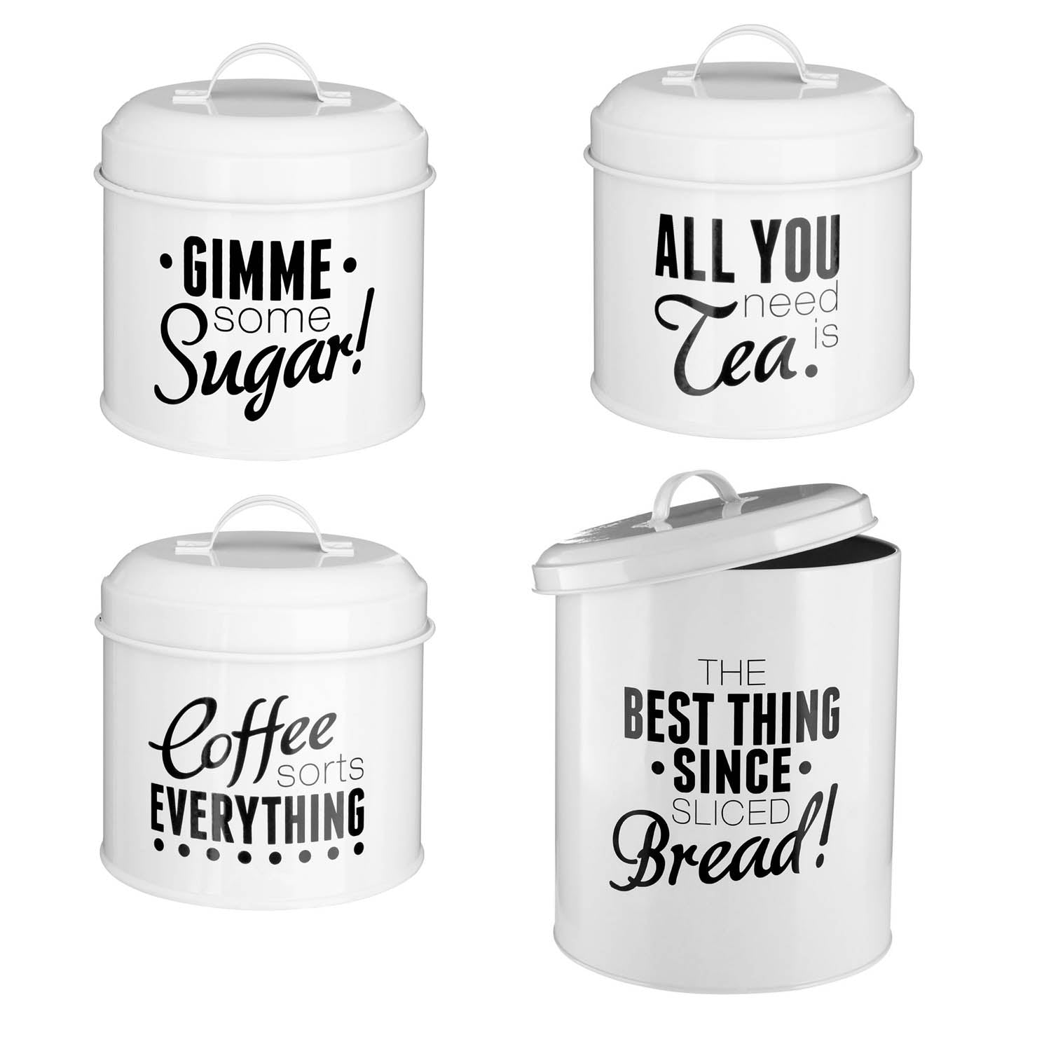 4pcs Metal Tea Coffee Sugar Bread Canister