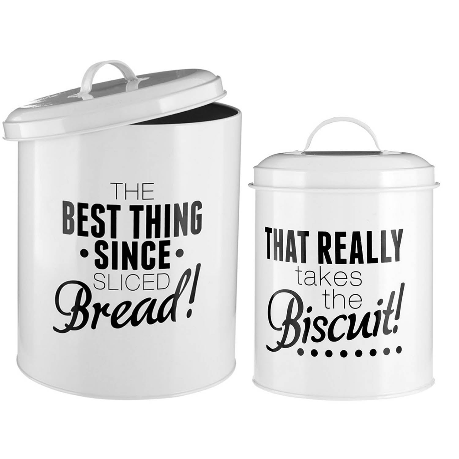 Set Of 2 Metal Bread Bin Biscuits Canisters
