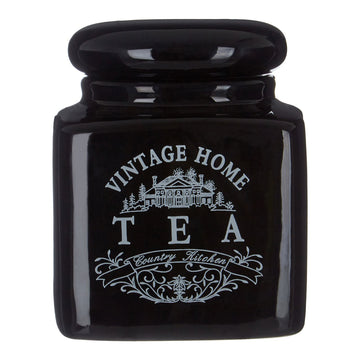 Set Of 2 Black Vintage Tea & Sugar Jar