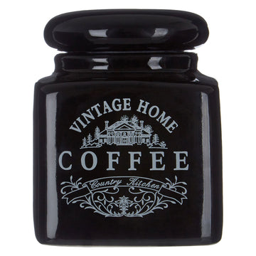 Set Of 2 Black Vintage Coffee & Sugar Jar