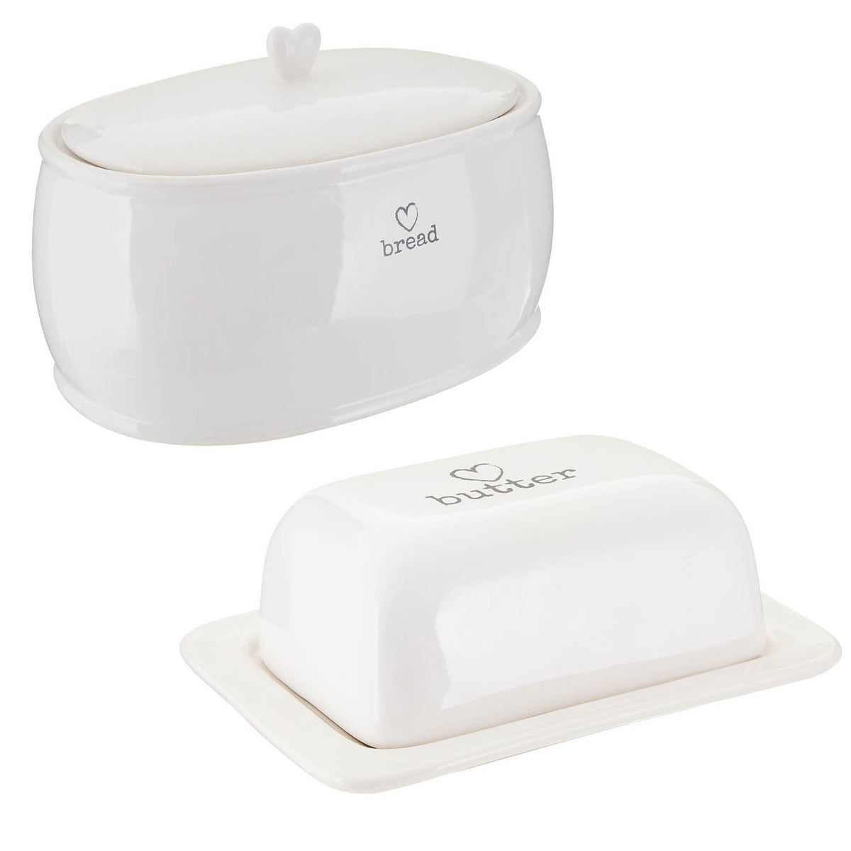 Set Of 2 Charm Bread Crock & Butter Dish