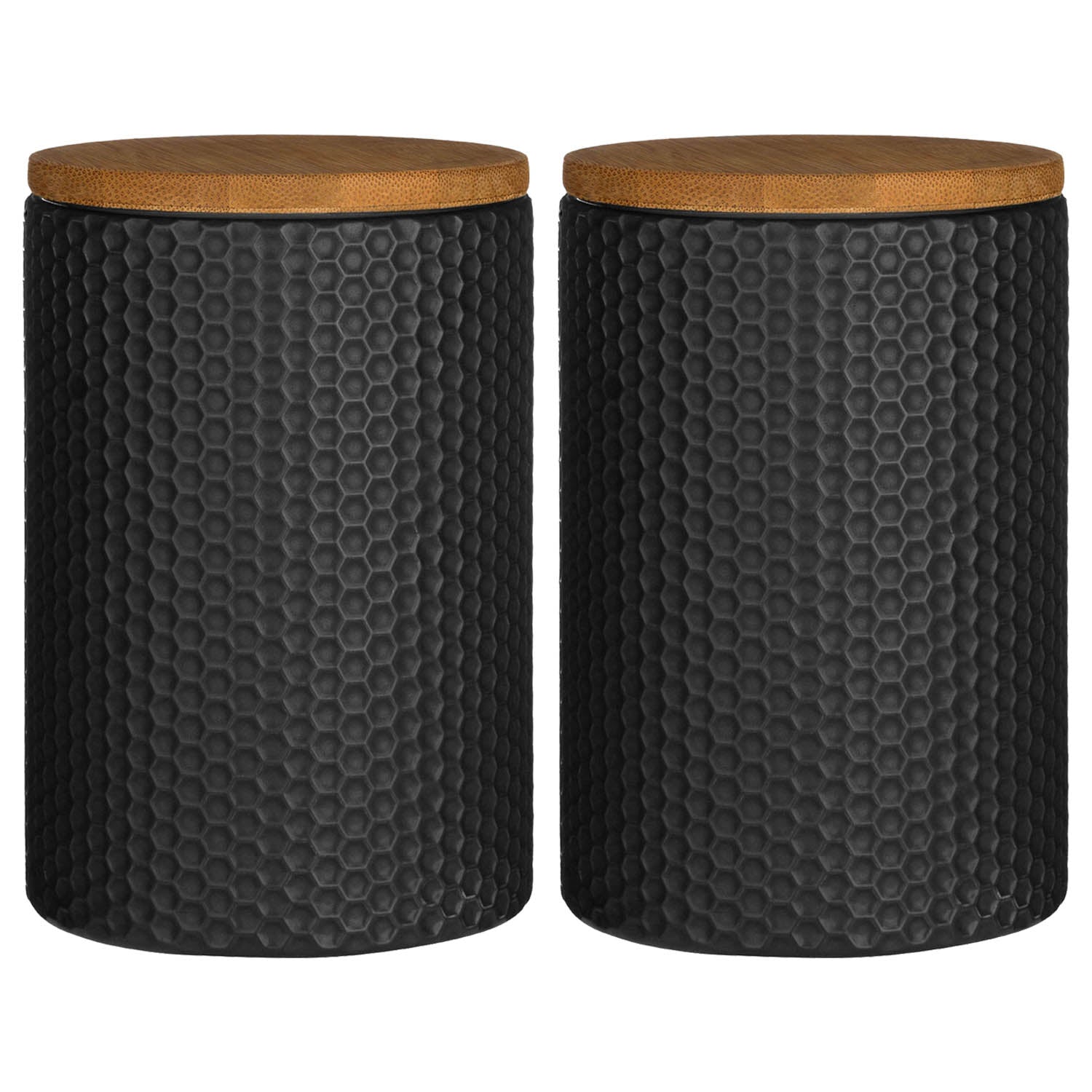 2PCS Dolomite Black Hex Tea Coffee Sugar Canister