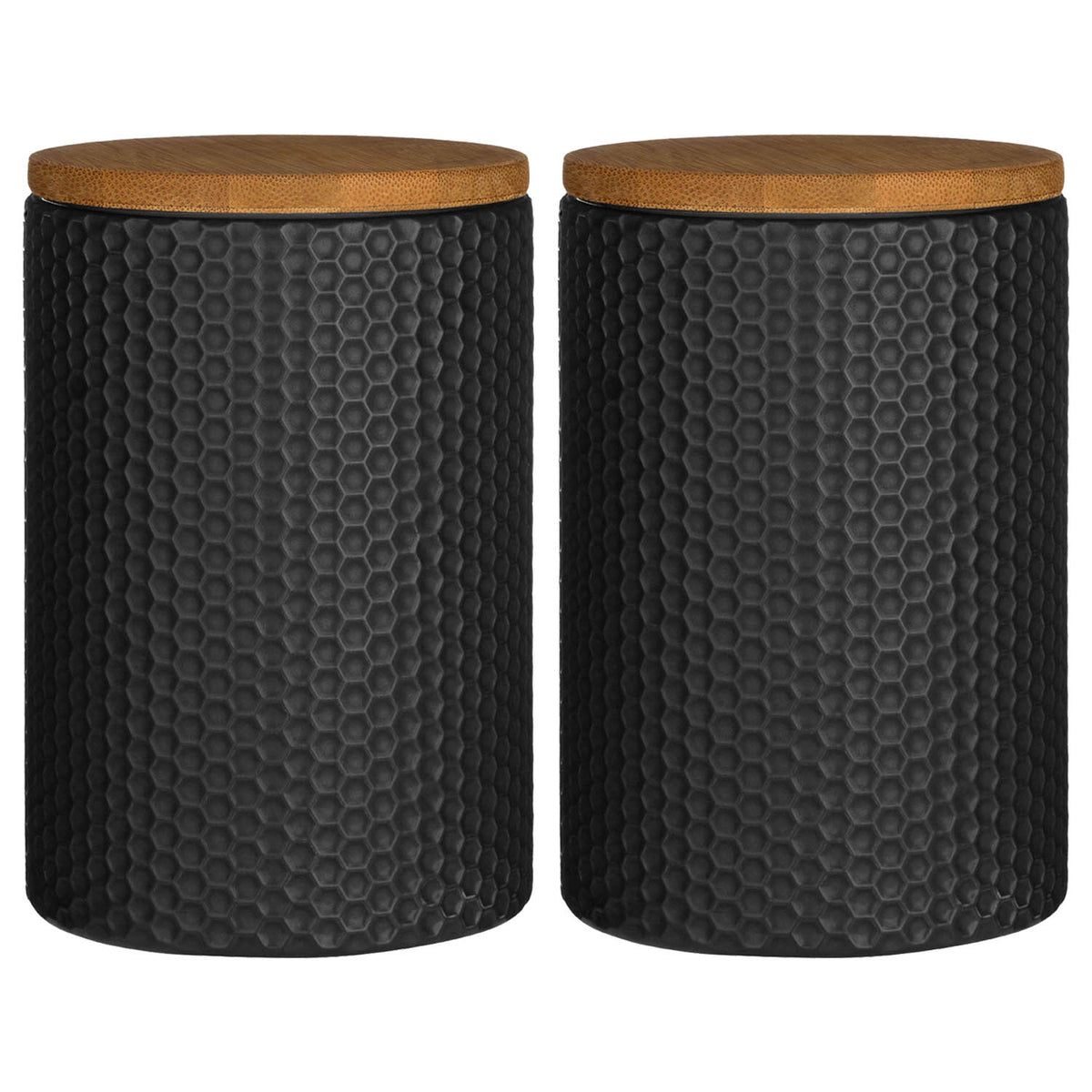 2PCS Dolomite Black Hex Tea Coffee Sugar Canister