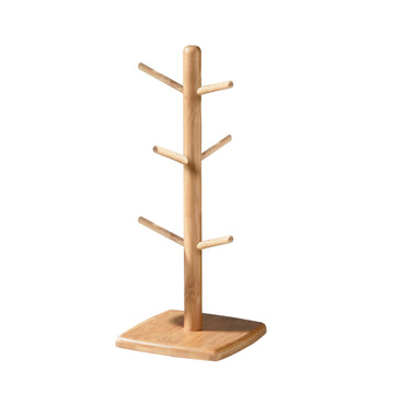 Set Of 2 Bamboo Mug Tree Towel Roll Holder