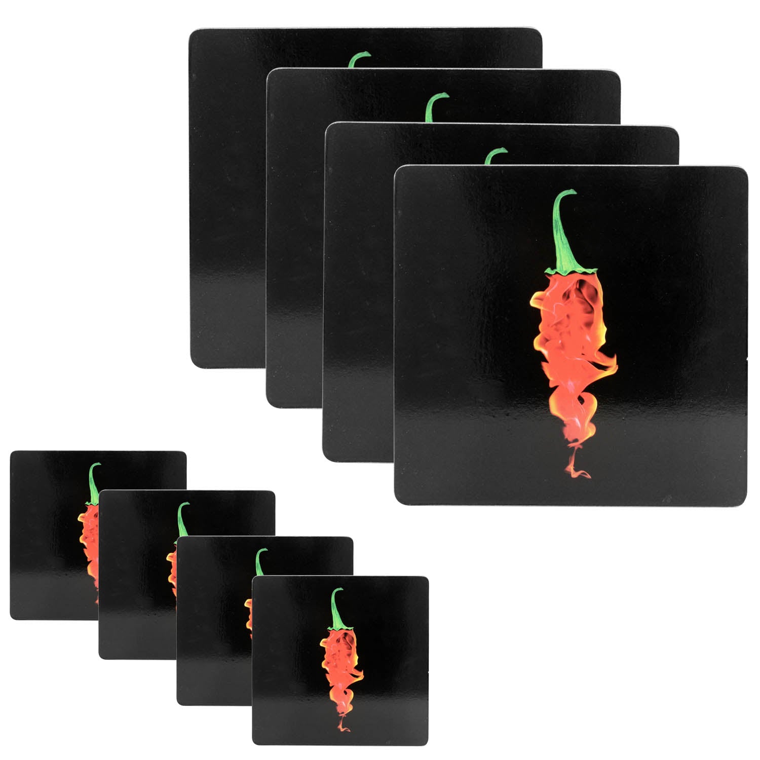 Set of 4 Flaming Chilli Placemat 4 Coasters